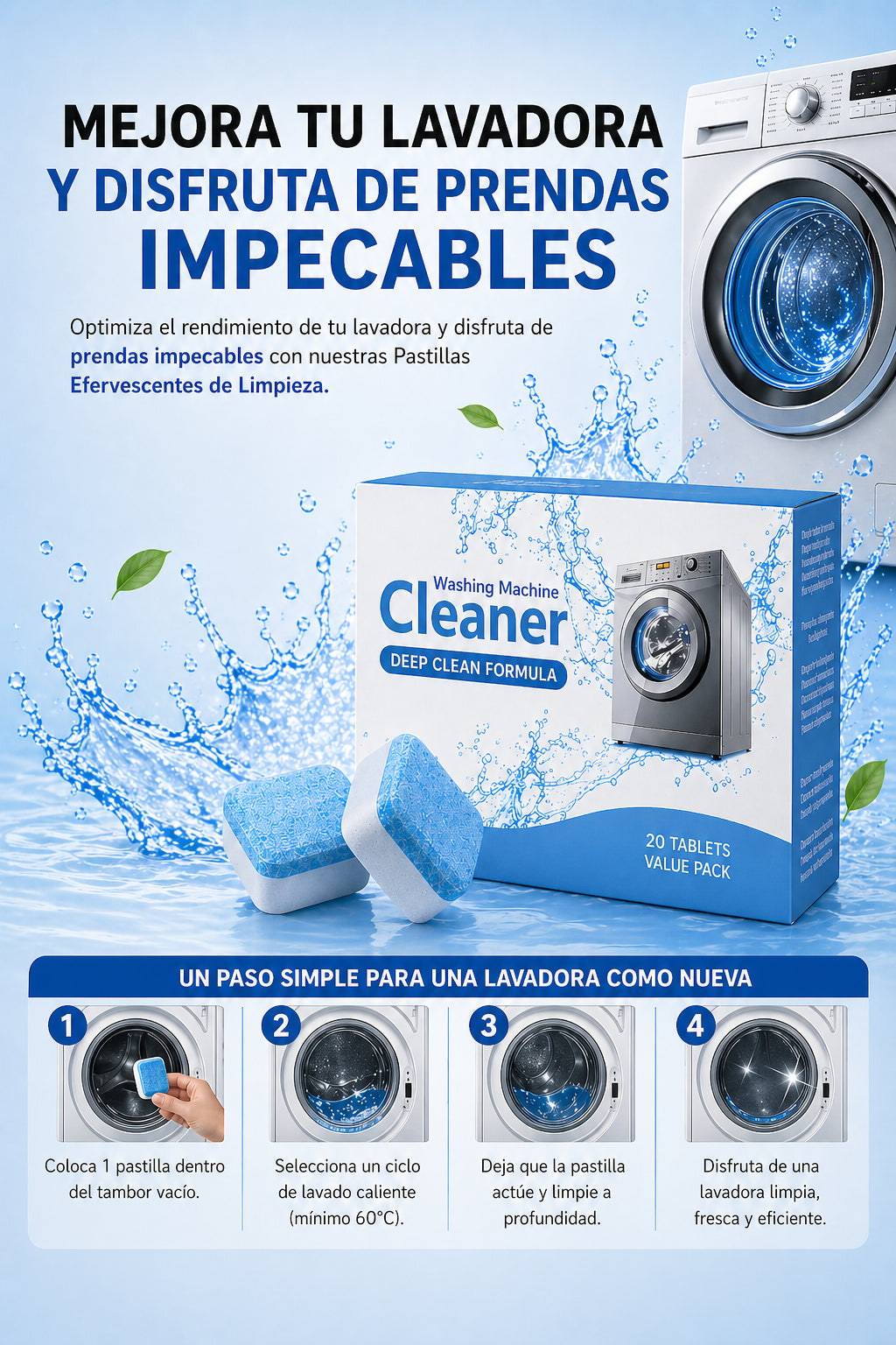 Pack 24 Pastillas Limpia Lavadora