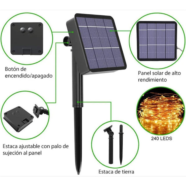 Luz hada LED con Panel Solar