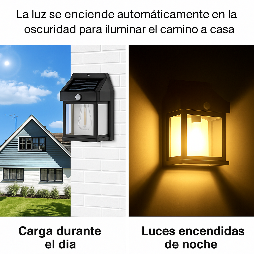 Aplique Solar tipo farol 2X1